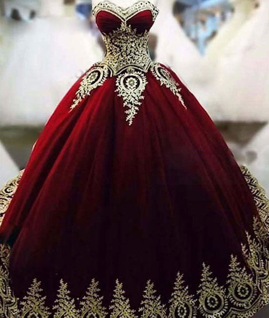 Unique burgundy lace long prom gown, bugrundy evening dress - shdress