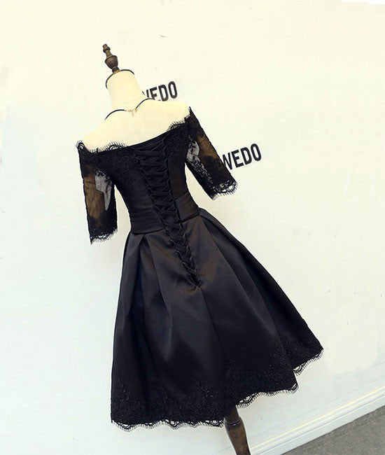 
                  
                    black lace short prom dress, black homecoming dress, bridesmaid dress - shdress
                  
                