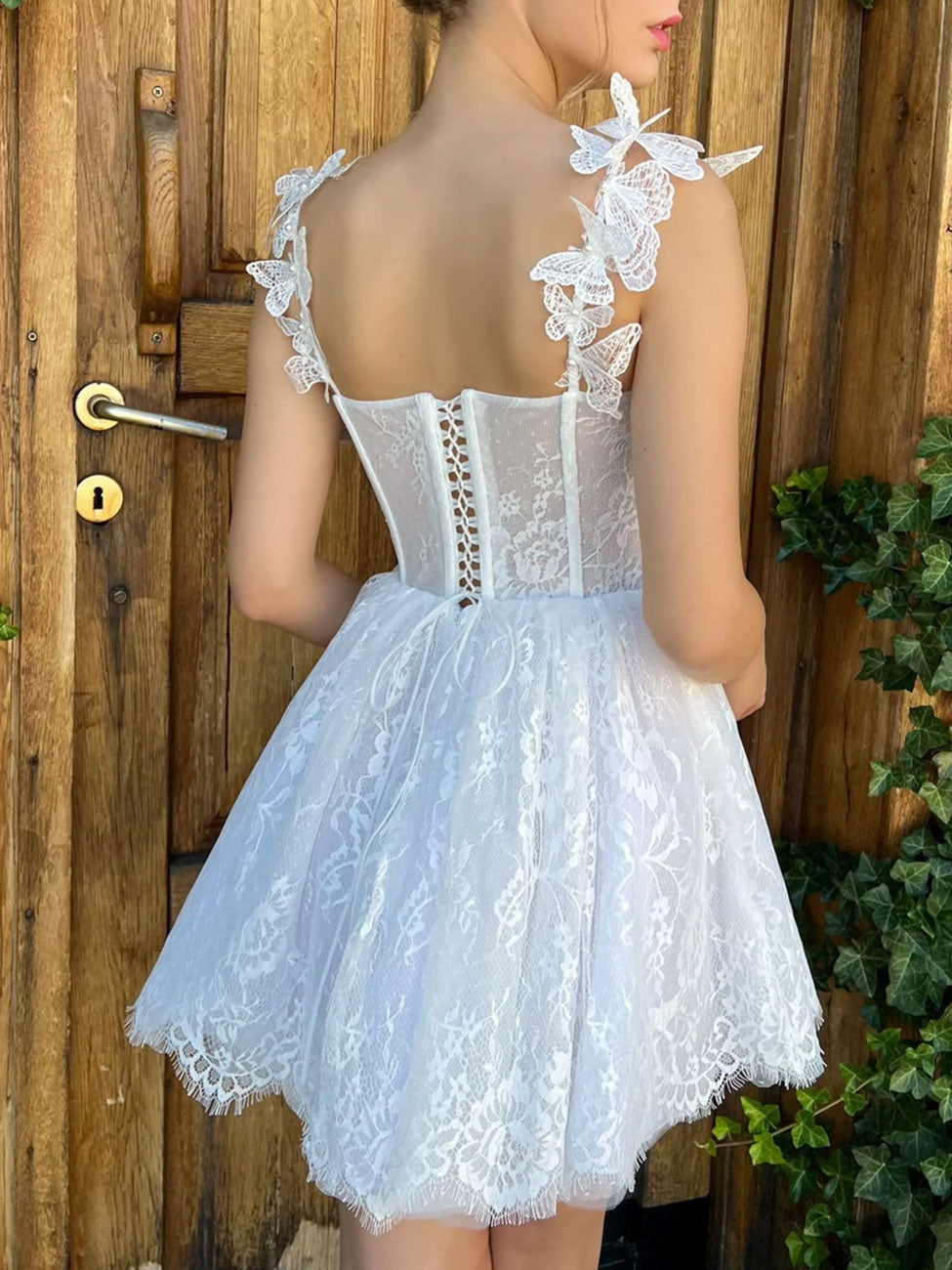 White Lace Mini/Short Prom Dresses, White Lace Homecoming Dresses shdress White Lace Mini/Short Prom Dresses, White Lace Homecoming Dresses shdress