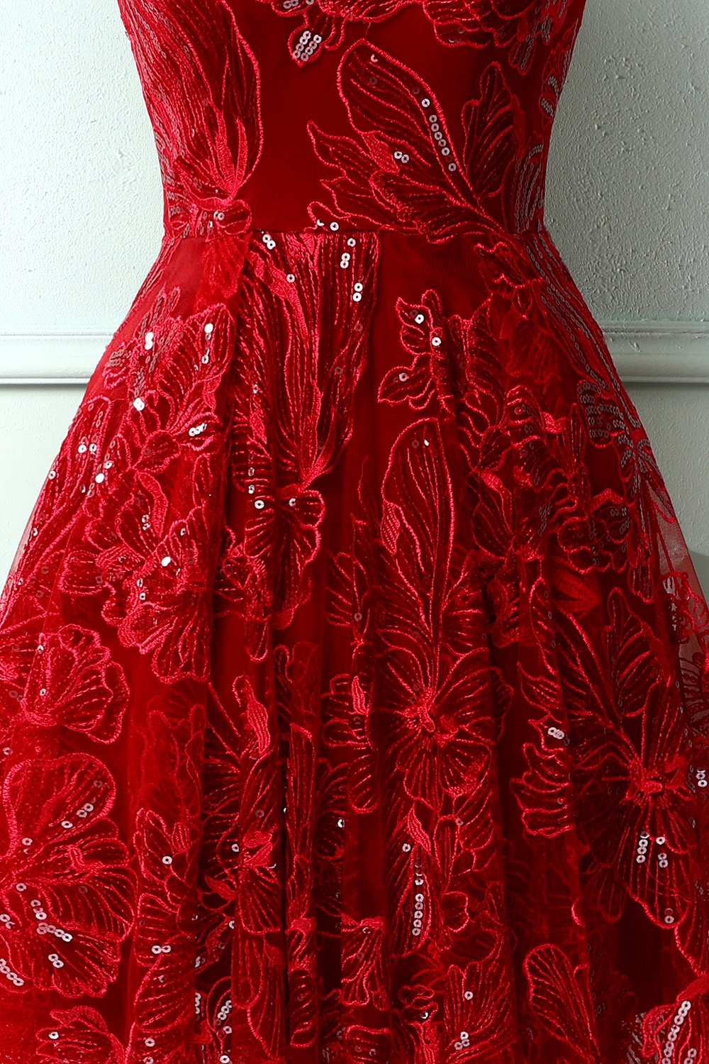 Burgundy v neck lace high low prom dress lace formal dress shdress Burgundy v neck lace high low prom dress lace formal dress shdress