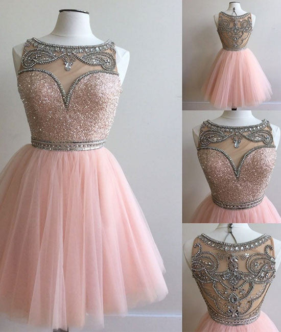 
                  
                    pink tulle short prom dress for teens, pink homecoming dress - shdress
                  
                