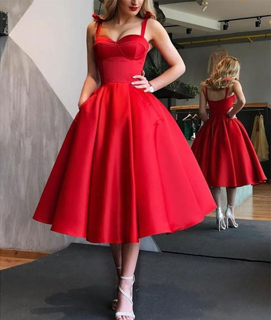 Simple red short prom dress, red homecoming dress - shdress