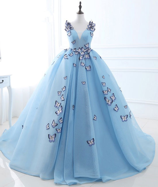 Unique v neck blue long prom dress, sweet 16 dress shdress Unique v neck blue long prom dress, sweet 16 dress shdress