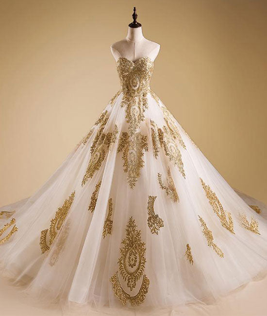 Gold sweetheart neck tulle long prom gown, gold evening dress shdress Gold sweetheart neck tulle long prom gown, gold evening dress shdress