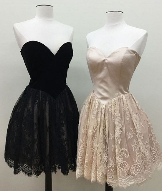 simple sweetheart lace short prom dress, cute homecoming dress - shdress