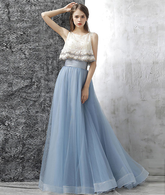 
                  
                    Elegant two pieces tulle long prom dress, tulle homecoming dress - shdress
                  
                
