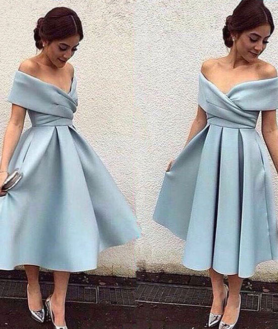 Simple Blue short prom dress, Retro prom dresses, light blue evening dress - shdress