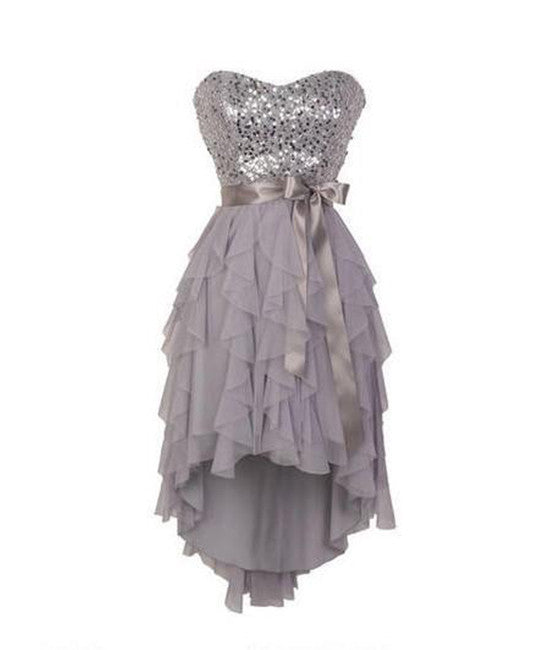 Gray sweetheart sequin short prom dress, bridesmaid dress – shdress