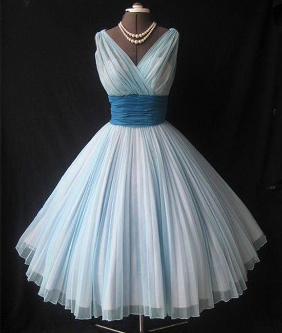 Cute retro v neck blue short prom dress, bridesmaid dress shdress Cute retro v neck blue short prom dress, bridesmaid dress shdress