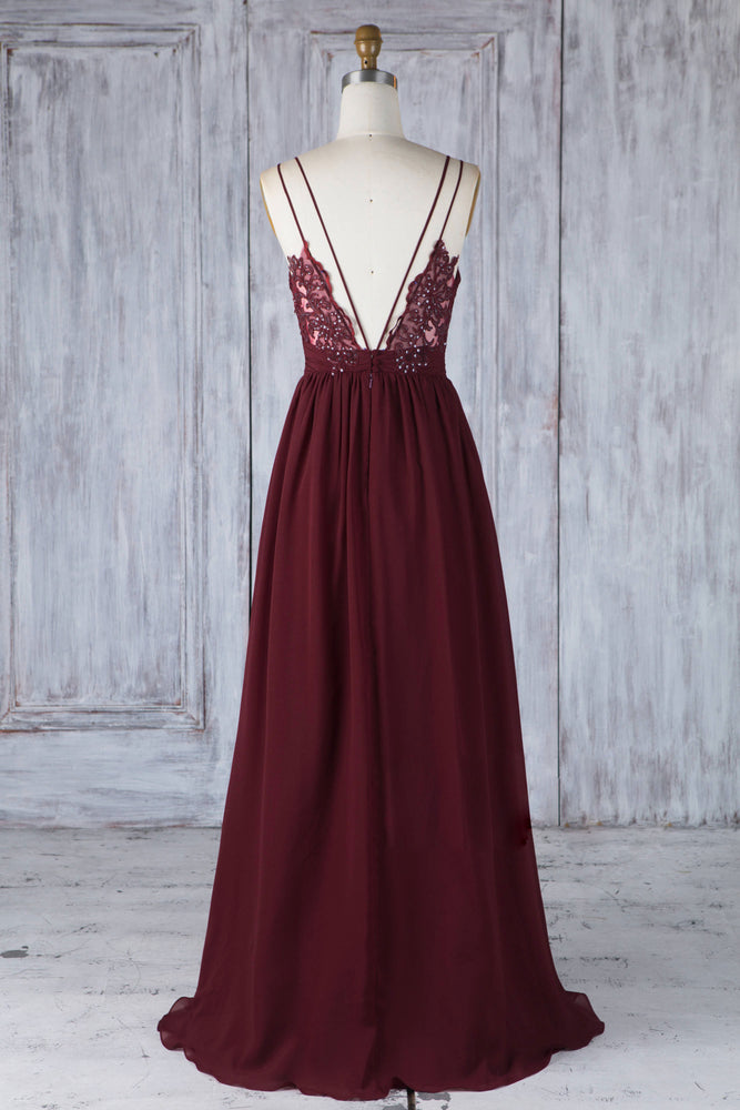 
                  
                    Burgundy tulle lace long prom dress burgundy lace evening dress
                  
                