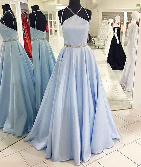 Cute Blue long prom dress, blue long formal dress - shdress