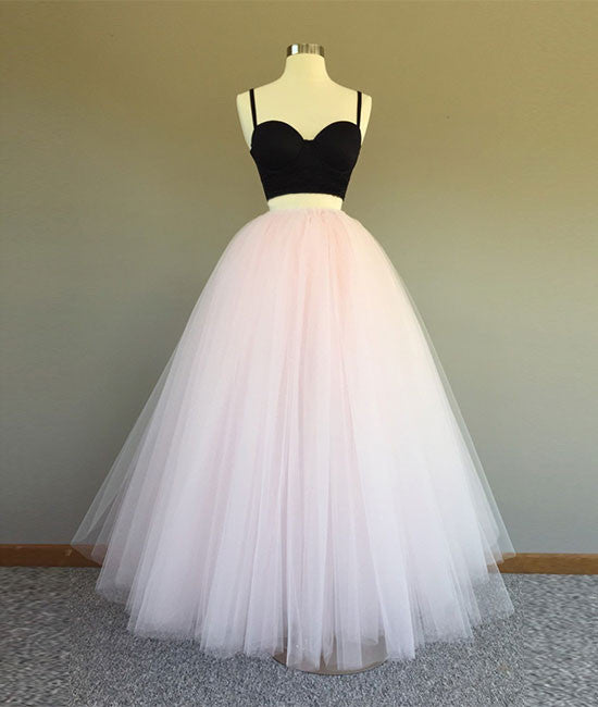 
                  
                    Cute two pieces light pink long prom dress, evening dress - shdress
                  
                