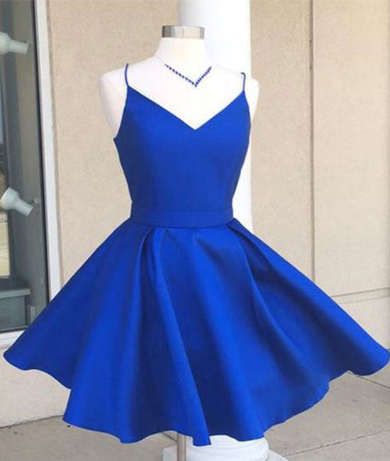 Simple v neck blue short prom dress. cute homecoming dress shdress Simple v neck blue short prom dress. cute homecoming dress shdress