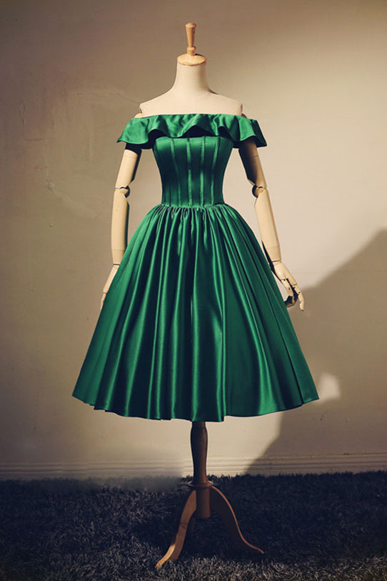 Simple green satin short prom dress, green homecoming dress shdress Simple green satin short prom dress, green homecoming dress shdress
