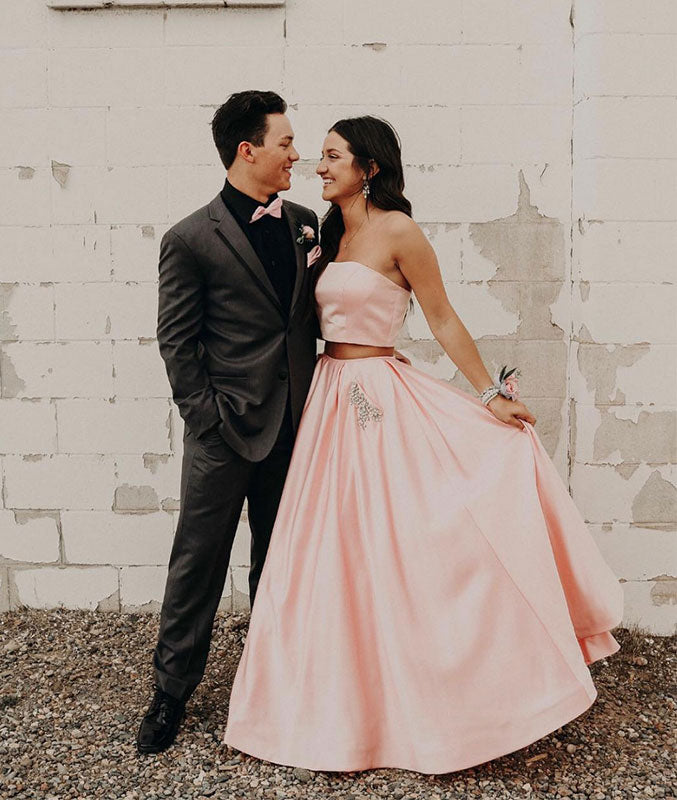 satin pink prom dresses Sheath Pink Satin Prom Dresses 2025 with Slit, Lace Bodice & Off the S Viniodress