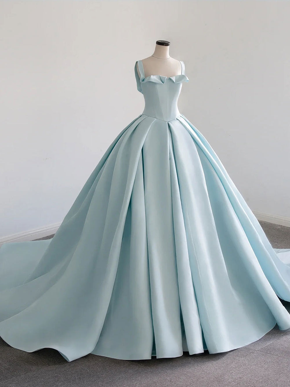 Blue satin long prom dress, blue sweet 16 dress shdress Blue satin long prom dress, blue sweet 16 dress shdress