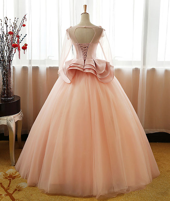 
                  
                    Unique tulle long prom dress, pink tulle evening dress - shdress
                  
                