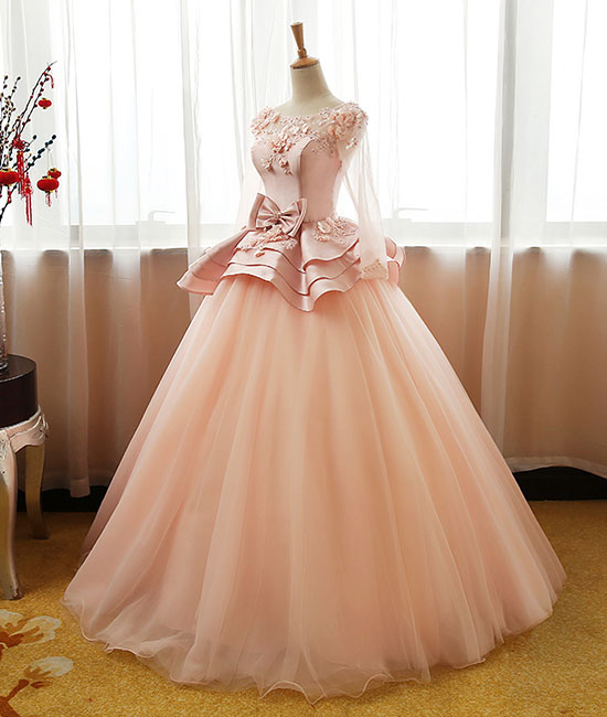 
                  
                    Unique tulle long prom dress, pink tulle evening dress - shdress
                  
                