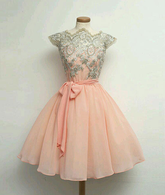 simple cute pink dress Simple Cute Short Pink Prom Dress 2020, Pink Tulle And Lace Party Dress