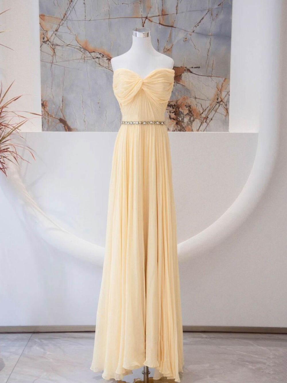 A-Line Chiffon Long Prom Dresses, Sweetheart Neck Chiffon Formal Dress