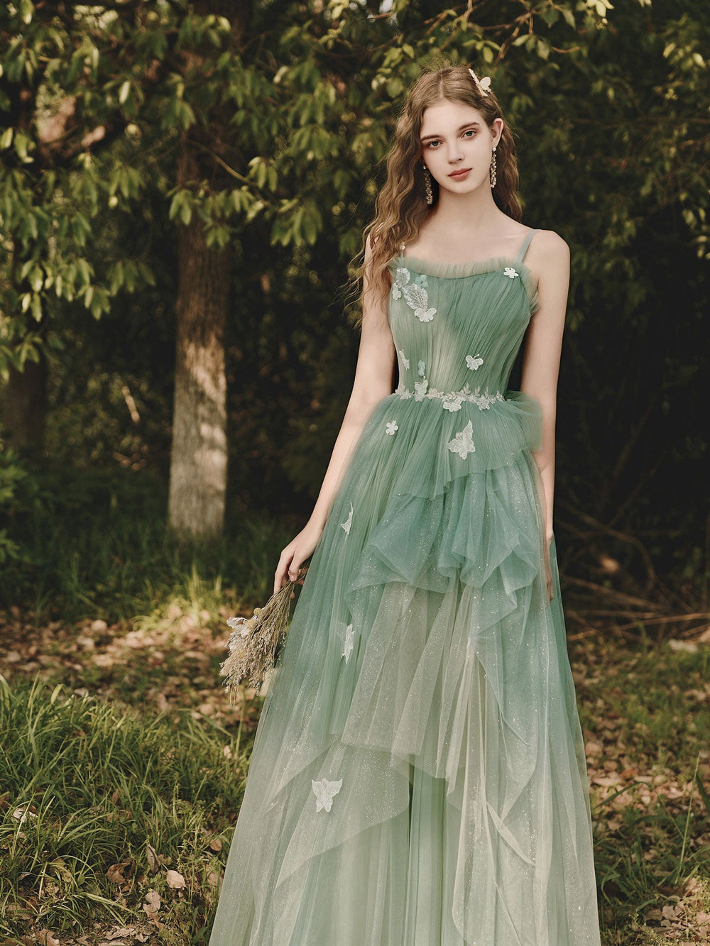 forest green tulle dress Forest Green Off Shoulder Tulle Ball Gown Formal Dress