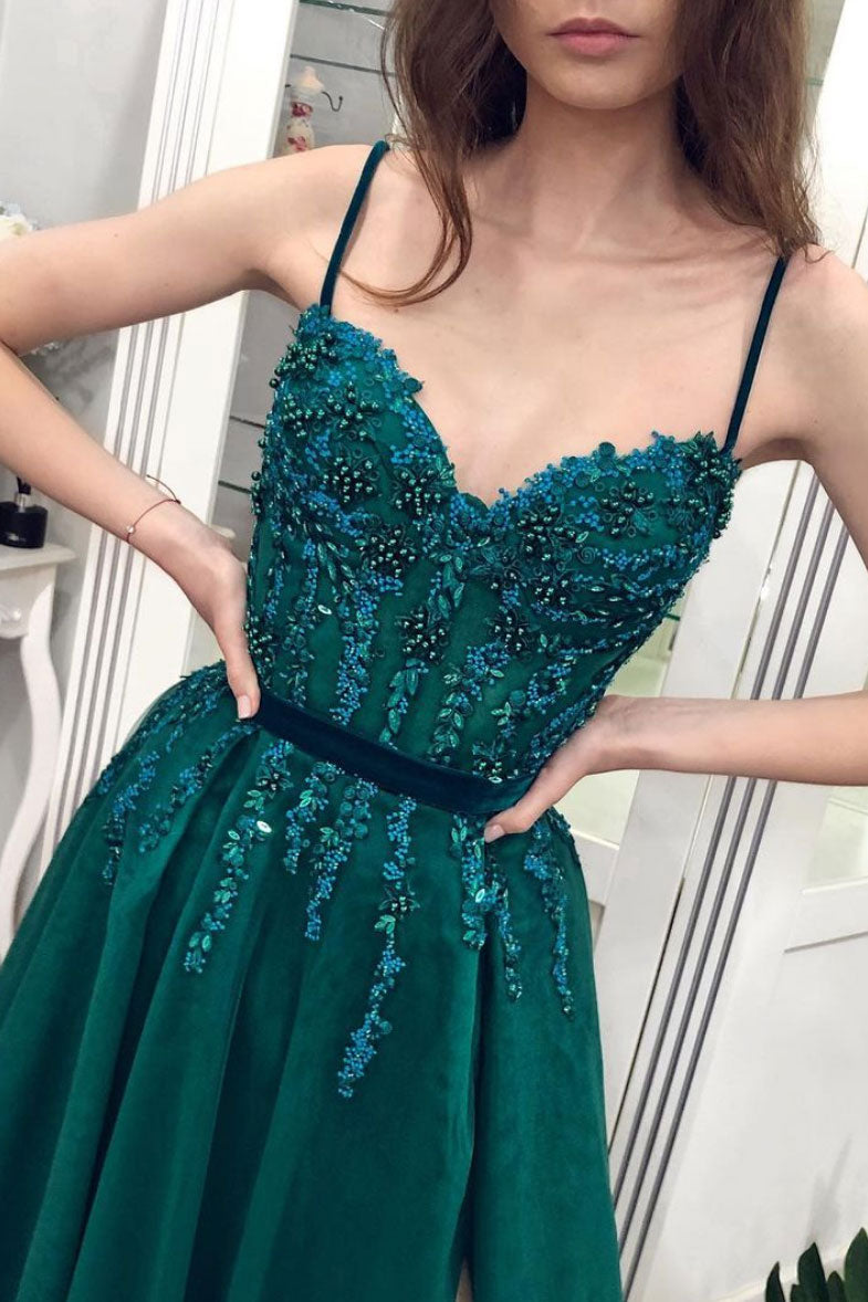 Green sweetheart neck tulle lace long prom dress green evening dress shdress Green sweetheart neck tulle lace long prom dress green evening dress shdress