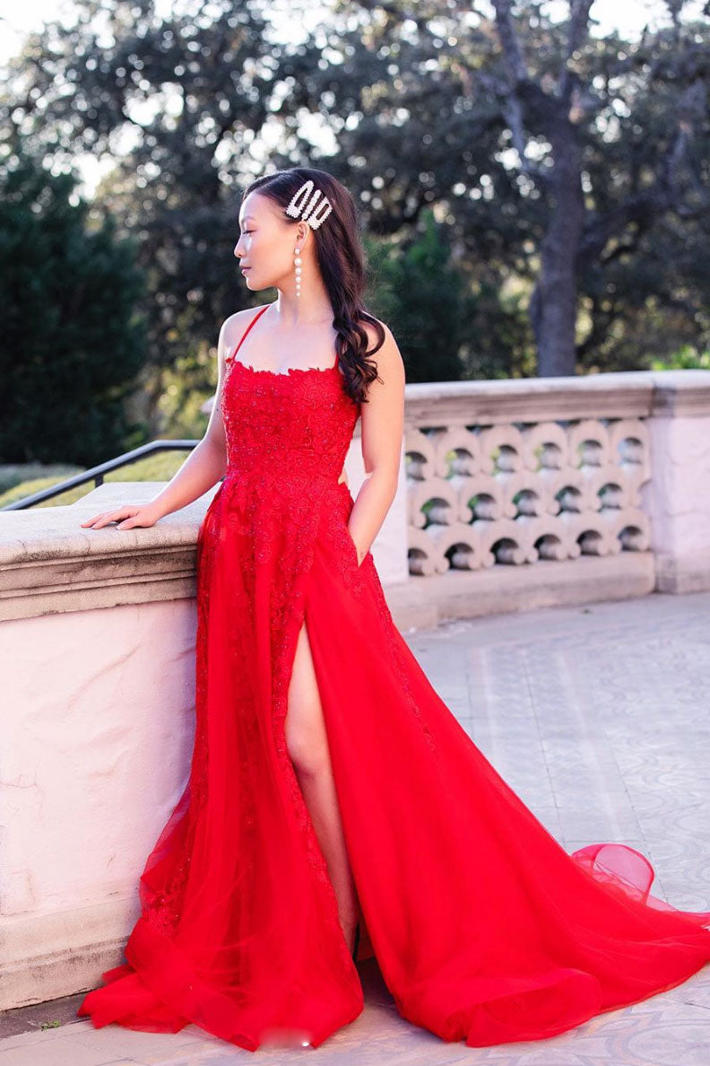 Red tulle lace long prom dress backless lace long evening dress shdress Red tulle lace long prom dress backless lace long evening dress shdress