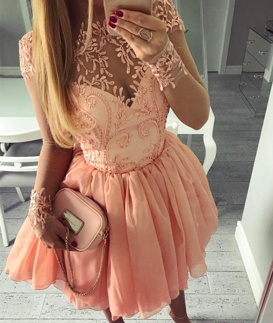 
                  
                    Cute pink tulle short prom dress, pink homecoming dress - shdress
                  
                