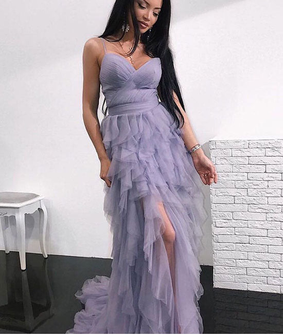 Unique sweetheart tulle long prom dress, tulle evening dress - shdress