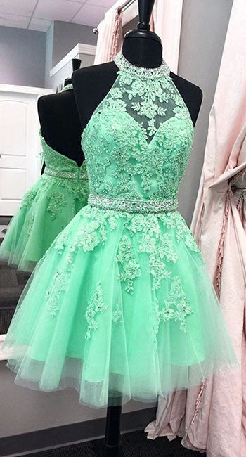 
                  
                    Green lace short prom dress, green homecoming dress - shdress
                  
                