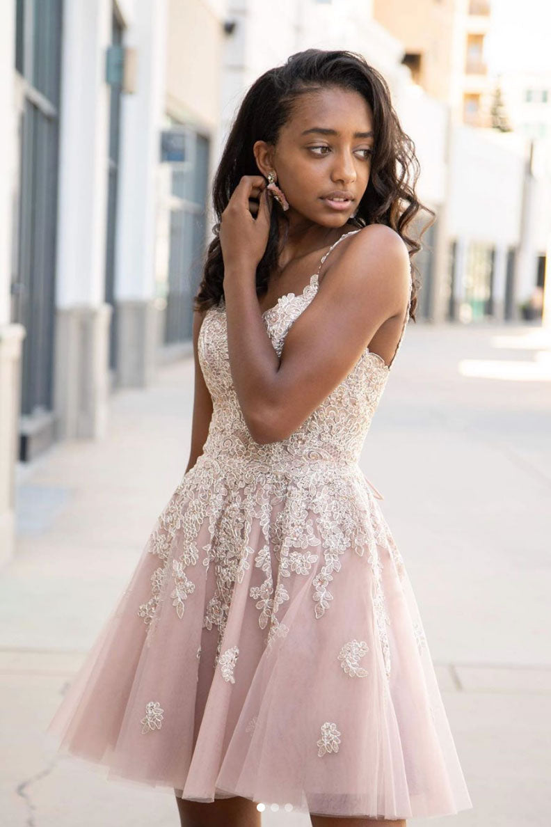 cute sweetheart dresses Cute sweetheart tulle lace short prom dress lace homecoming dress shdress
