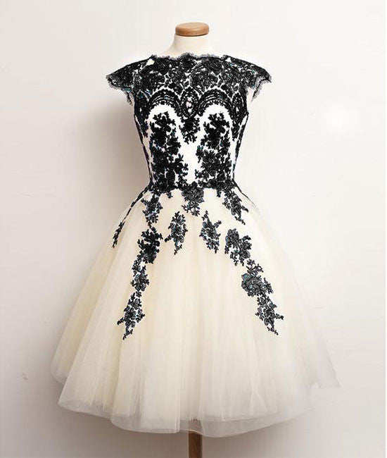 Unique lace tulle short prom dress, lace bridesmaid dress shdress Unique lace tulle short prom dress, lace bridesmaid dress shdress