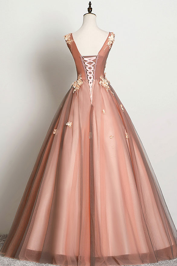 Pink v neck tulle lace long prom dress pink tulle formal dress shdress Pink v neck tulle lace long prom dress pink tulle formal dress shdress