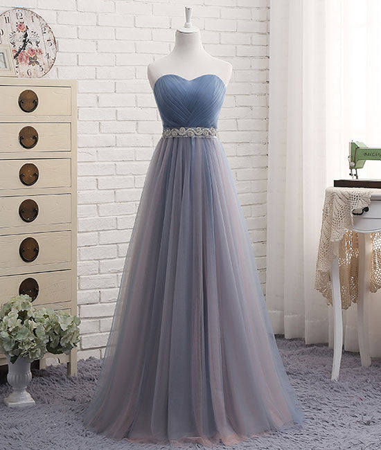 Cute sweetheart neck tulle prom dress, tulle bridesmaid dress - shdress