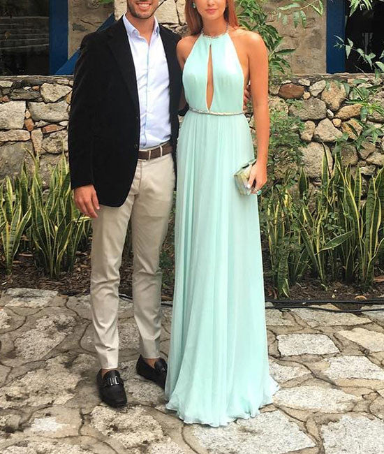 Green chiffon backless long prom dress, green formal dress shdress Green chiffon backless long prom dress, green formal dress shdress