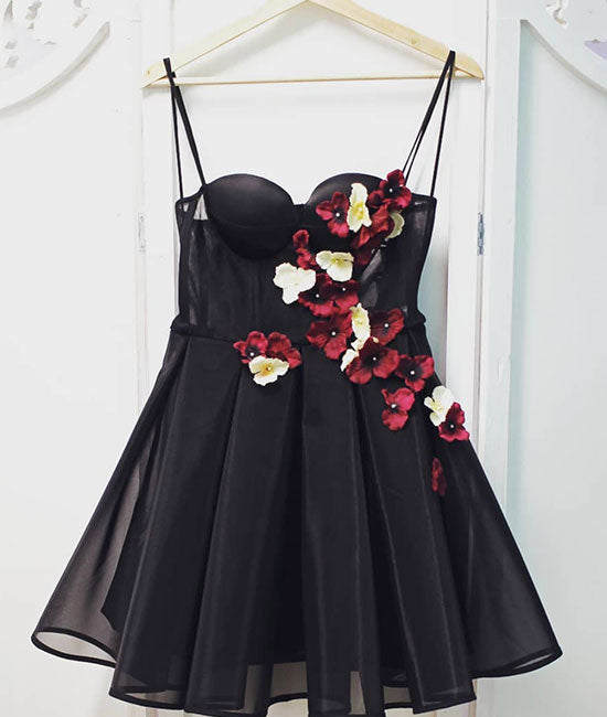 Black tulle sweetheart neck short prom dress, black homecoming dress shdress Black tulle sweetheart neck short prom dress, black homecoming dress shdress