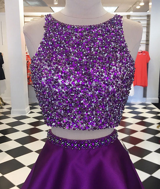 strapless open back dress Purple two pieces sequin short prom dress, purple homecoming dress shdress strapless open back dress Purple two pieces sequin short prom dress, purple homecoming dress shdress