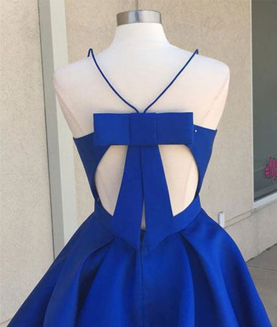 
                  
                    Simple v neck blue short prom dress. cute homecoming dress - shdress
                  
                