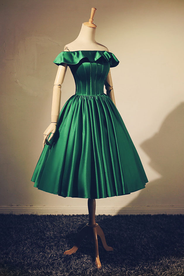 Simple green satin short prom dress, green homecoming dress shdress Simple green satin short prom dress, green homecoming dress shdress
