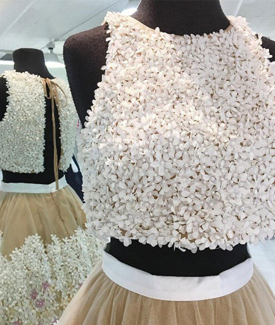 cute two pieces applique short prom dress, homecoming dress - shdress