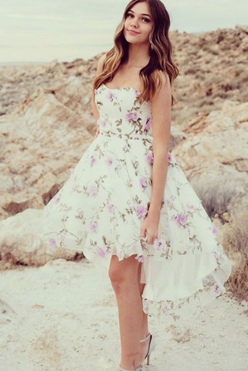 White tulle purple flower short prom dress cocktail dress White tulle purple flower short prom dress cocktail dress
