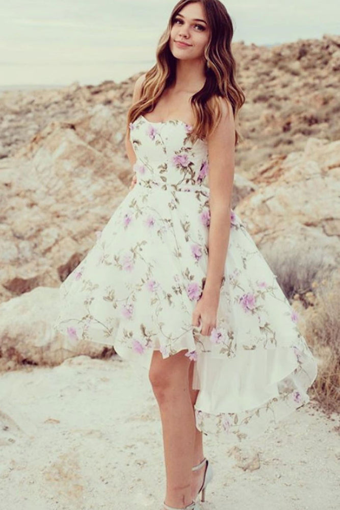 White tulle purple flower short prom dress cocktail dress White tulle purple flower short prom dress cocktail dress