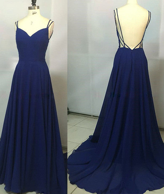 
                  
                    Simple Royal Blue long prom dress, backless evening dress - shdress
                  
                