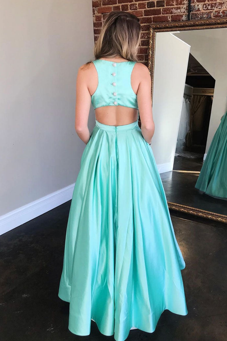 Simple green satin long prom dress green evening dress shdress Simple green satin long prom dress green evening dress shdress