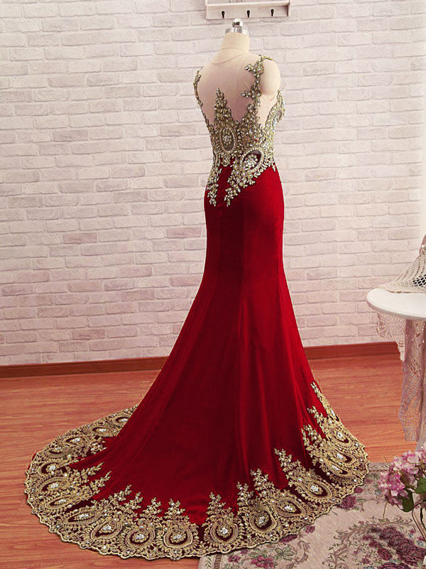 
                  
                    Burgundy chiffon lace applique long prom dress, burgundy evening dress - shdress
                  
                