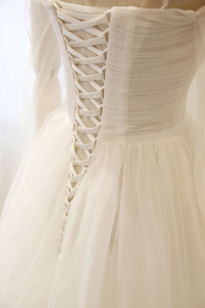 Simple white tulle long prom dress white tulle bridesmaid dress – shdress
