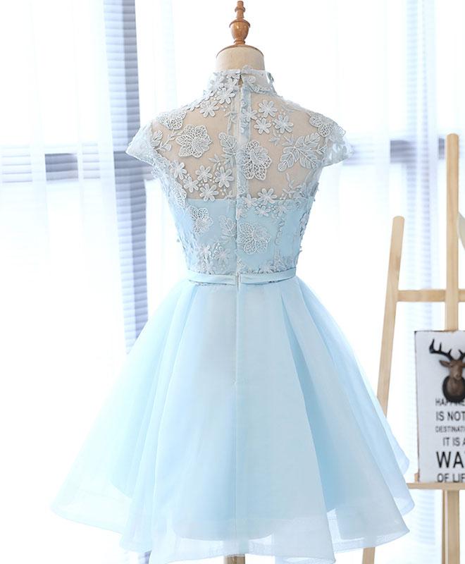 Blue tulle lace short prom dress, blue tulle lace homecoming dress shdress Blue tulle lace short prom dress, blue tulle lace homecoming dress shdress