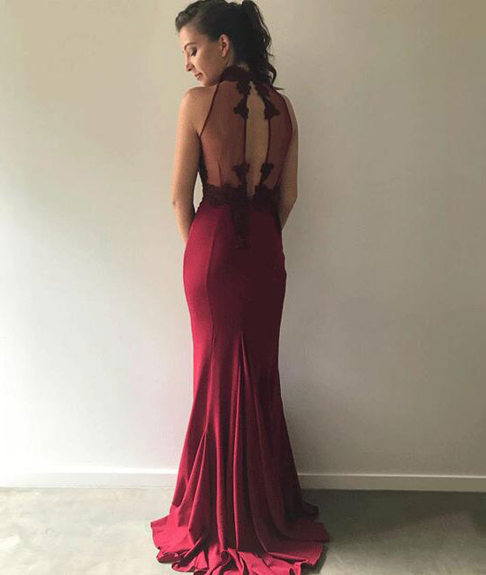 Unique burgundy lace long mermaid long prom dress, burgundy bridesmaid shdress Unique burgundy lace long mermaid long prom dress, burgundy bridesmaid shdress