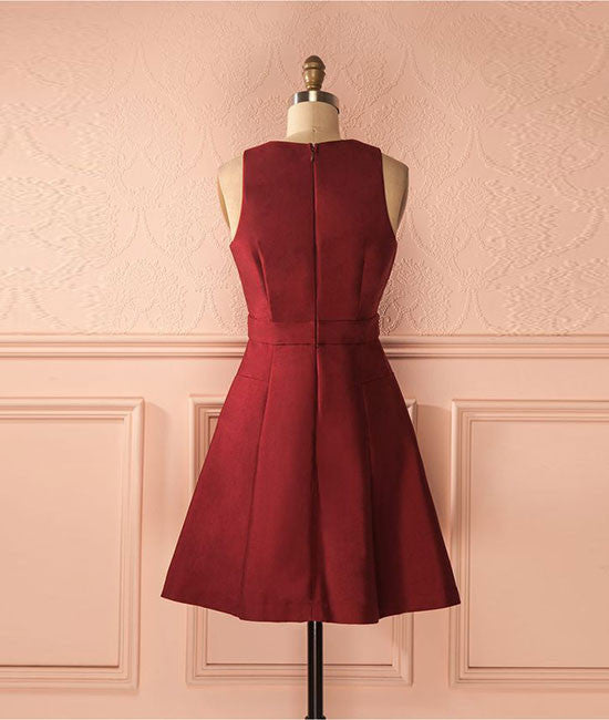 Cute burgundy short prom dress, simple homecoming dress shdress Cute burgundy short prom dress, simple homecoming dress shdress