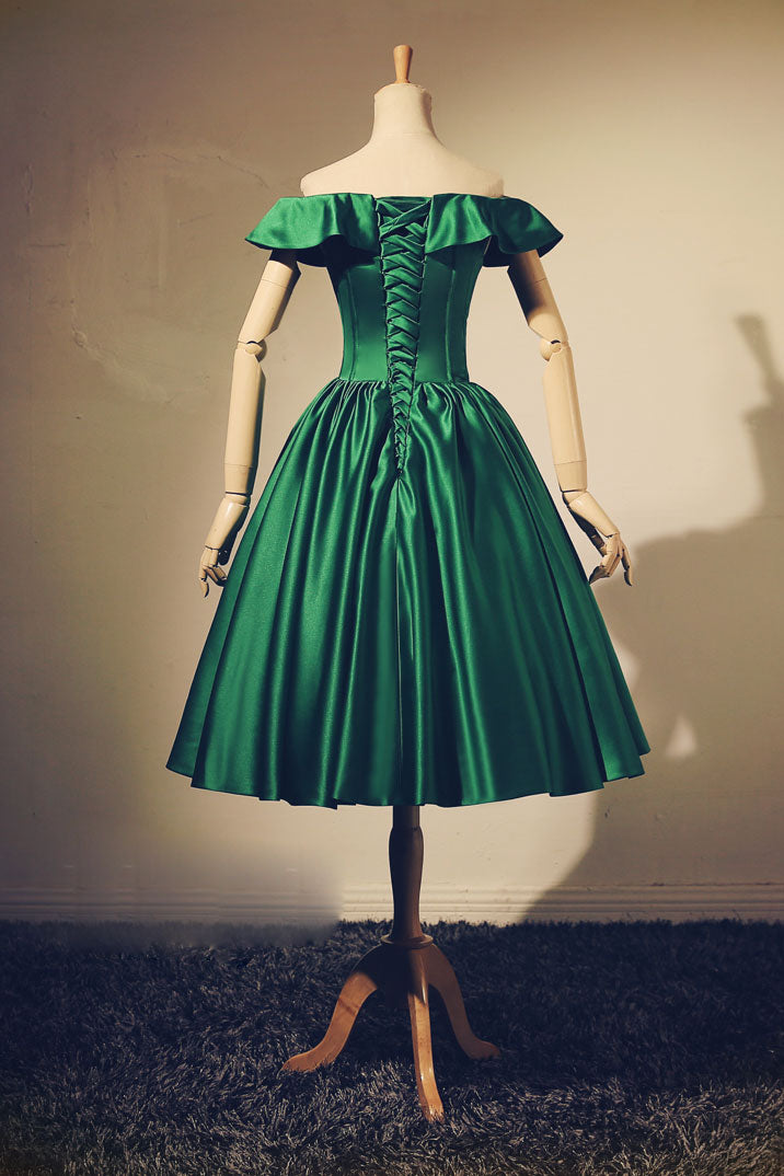 Simple green satin short prom dress, green homecoming dress shdress Simple green satin short prom dress, green homecoming dress shdress